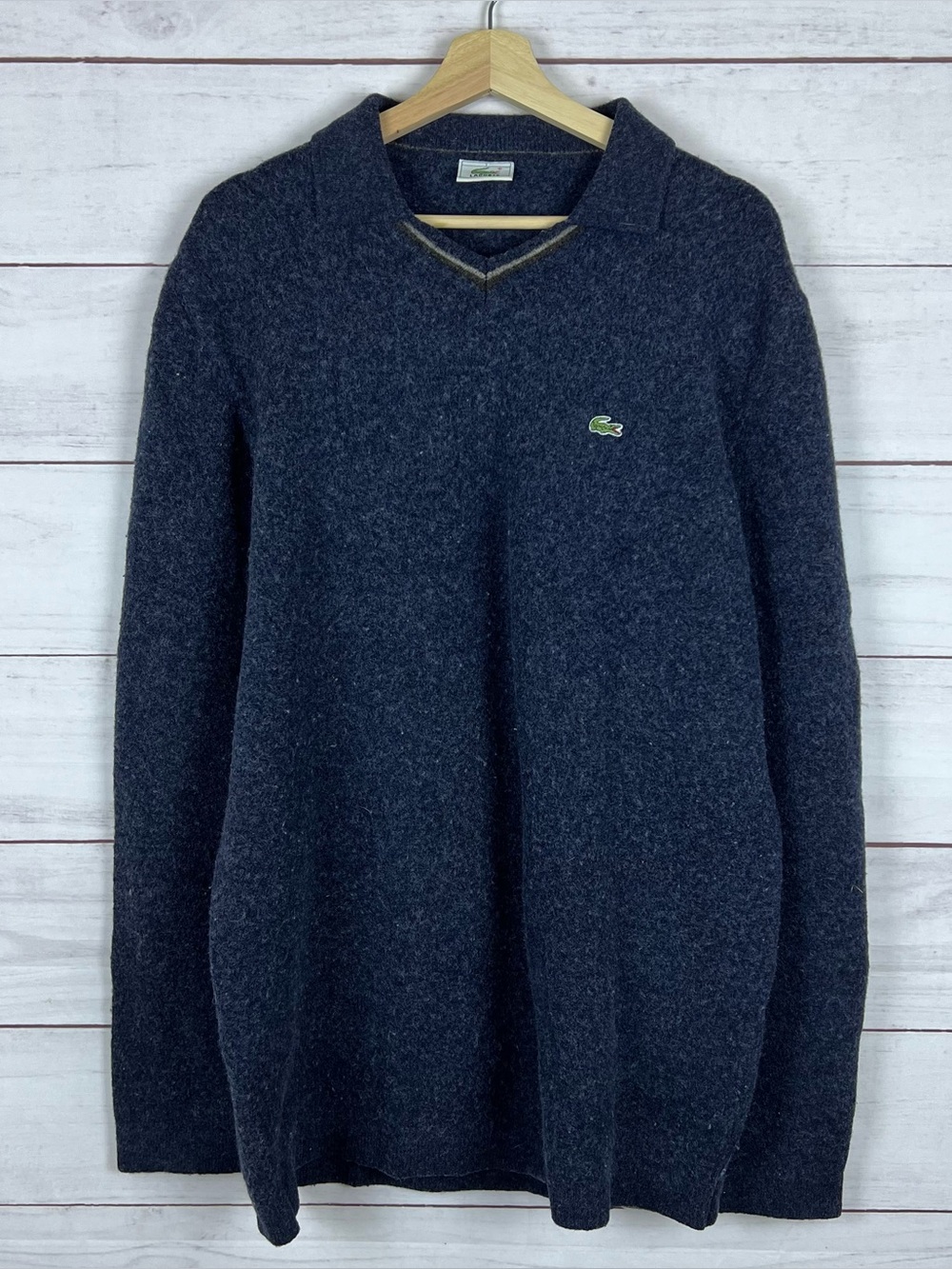 Vintage Lacoste Woolmark Wool Collared Sweater Made In Spain Mens Size 7 XL/XXL